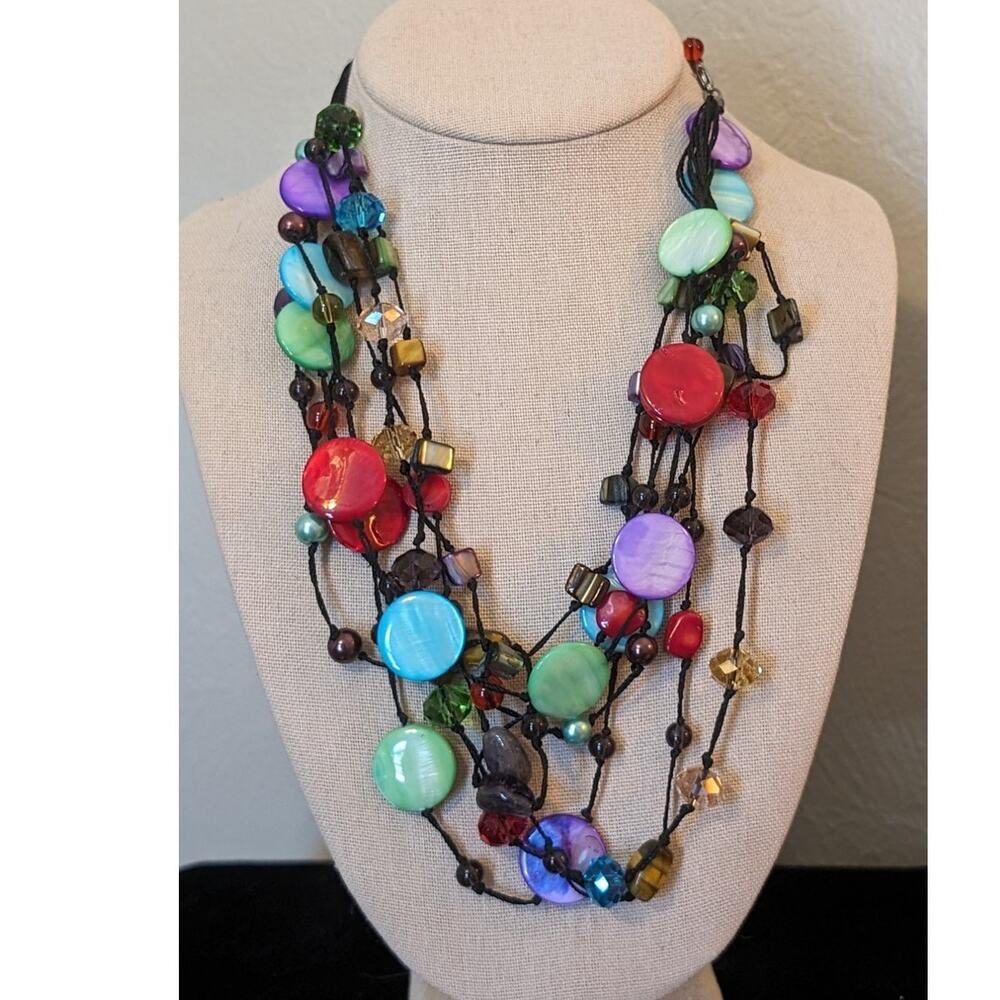 Premiere Designs Explosion of Color Glass Bead Seven-Strand Necklace